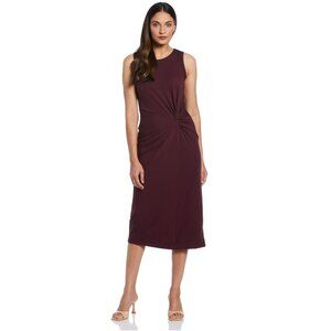 Ella Rafaella Ponte Knit Twist Front Midi Dress in Burgundy Size XS